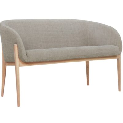 SITS Jenny Bistro Sofa, Fabric, Leather Upholstery, Solid Wood Legs-68461