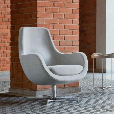 SITS Stefani Armchair with Tilt Mechanism, Fabric, Leather Upholstery, Metal Frame-0