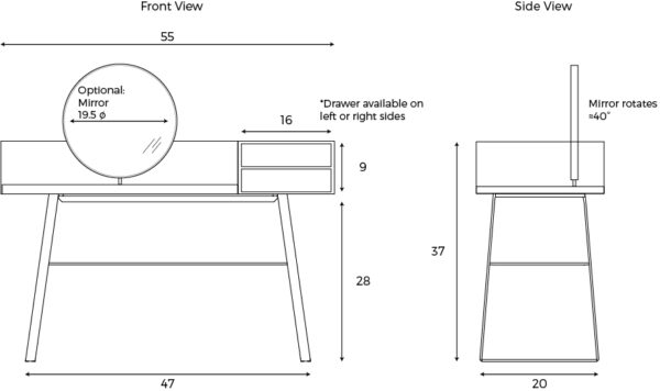 Sangiacomo Segreto Dressing Vanity Makeup Table