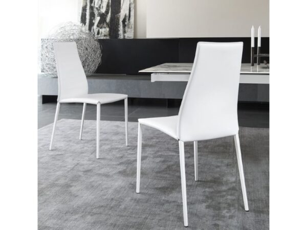 Calligaris Aida Chair, White Metal Frame White Eco Leather