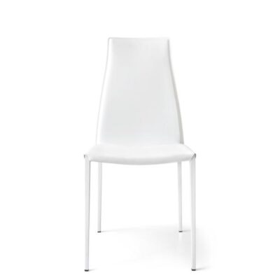 Calligaris Aida Chair, White Metal Frame White Eco Leather