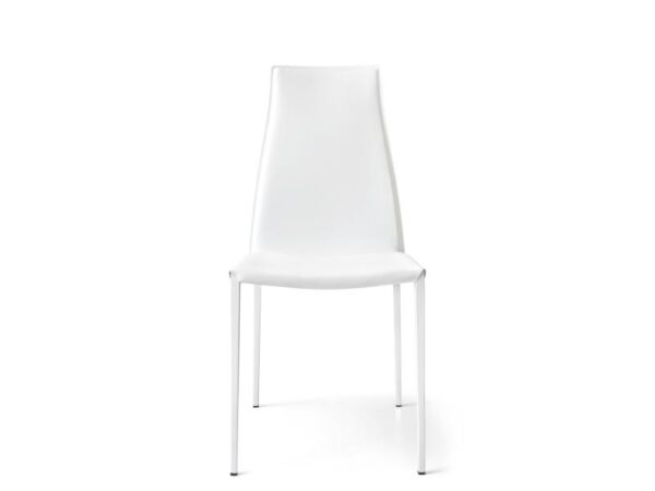 Calligaris Aida Chair, White Metal Frame White Eco Leather