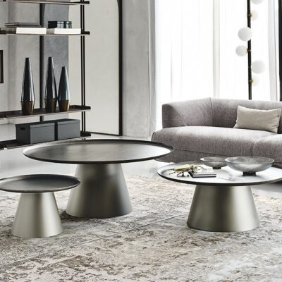 Cattelan Italia Amerigo round Coffee Table, brushed steel-0