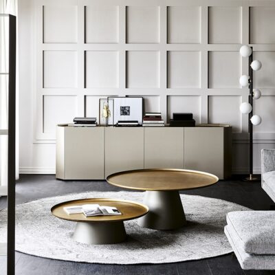 Cattelan Italia Amerigo round Coffee Table, brushed steel-70317