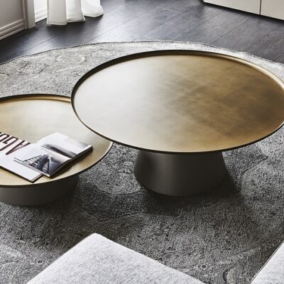 Cattelan Italia Amerigo round Coffee Table, brushed steel-70320