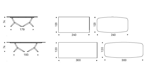 Cattelan Italia ATLANTIS Crystalart Dining Table, rectangular, shaped-70441