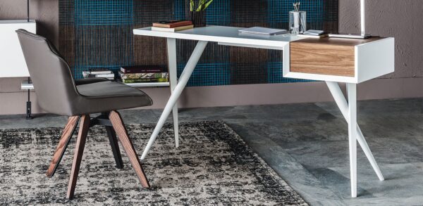 Cattelan Italia Batik Desk, graphite, white, Canaletto walnut-71058