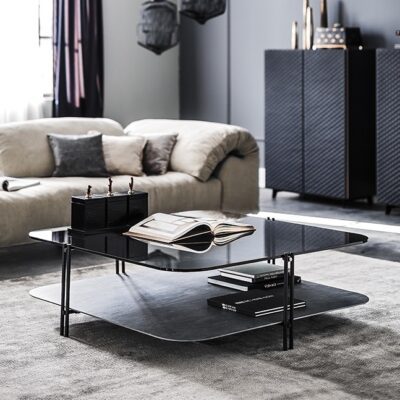 Cattelan Italia Biplane Coffee Table, Square, Rectangular, Keramik and Glass Tops-0