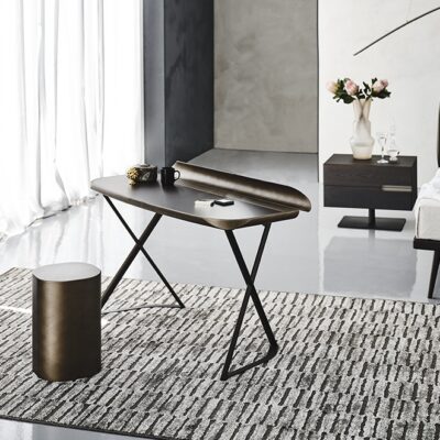 Cattelan Italia COCOON Leather Desk, titanium, bronze or black-0