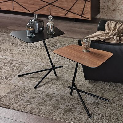 Cattelan Italia Laser Side Table, canaletto walnut, black glass-0