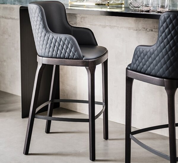 Cattelan Italia Magda Couture Stool, fabric, synthetic nubuck, synthetic leather, soft leather