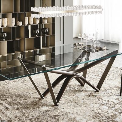 Cattelan Italia Marathon Glass Dining Table, rectangular, shaped-0