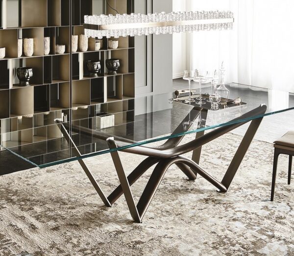 Cattelan Italia Marathon Glass Dining Table, rectangular, shaped-0