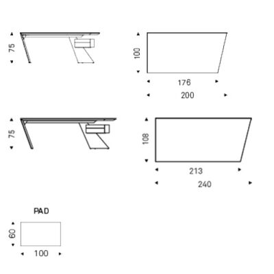 Cattelan Italia Nasdaq Keramik Desk, titanium, bronze or graphite-71313