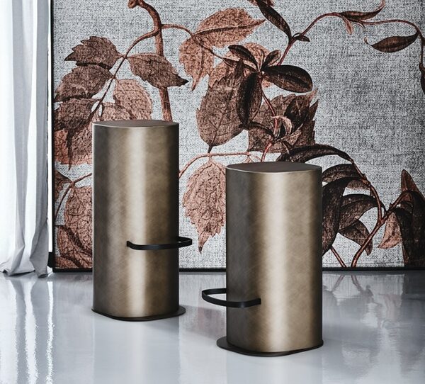 Cattelan Italia Pancho Stool, Brushed Bronze or Brushed Grey steel structure