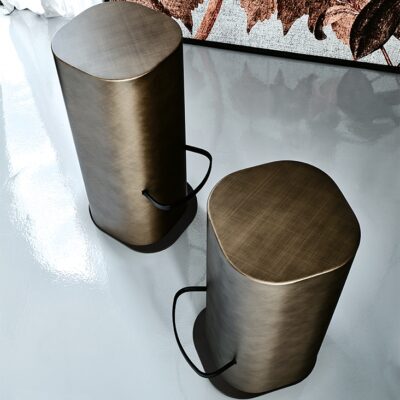 Cattelan Italia Pancho Stool, Brushed Bronze or Brushed Grey steel structure