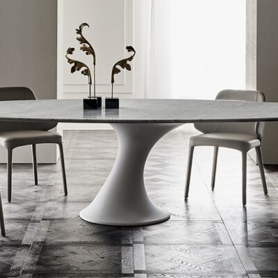 Cattelan Italia Reef Round, Oval, Dining Table, Carrara Marble-70765