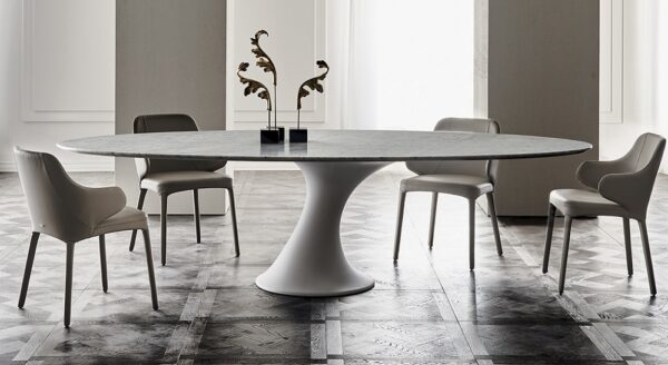 Cattelan Italia Reef Round, Oval, Dining Table, Carrara Marble-70765