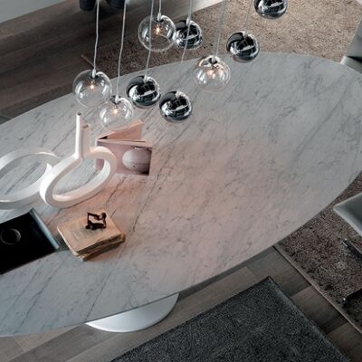 Cattelan Italia Reef Round, Oval, Dining Table, Carrara Marble-70768