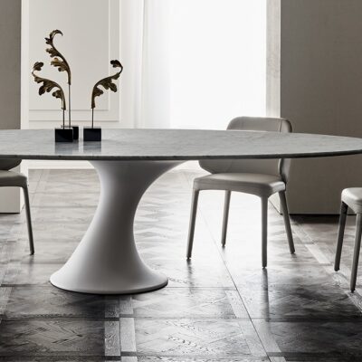 Cattelan Italia Reef Round, Oval, Dining Table, Carrara Marble-0