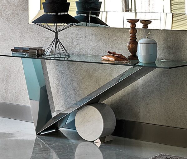 Cattelan Italia Valentinox Console Table, glass, stainless steel, stone-0