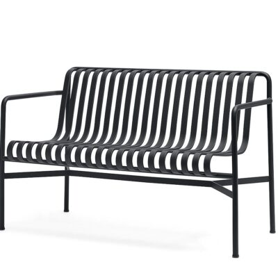 Hay Palissade Dining Bench with Arms in Anthracite (Dark Grey)