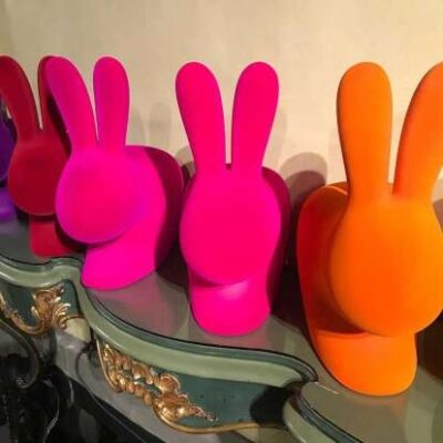 Qeeboo Rabbit Chair Baby Velvet Finish in 6 Colours