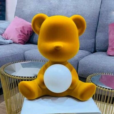 Qeeboo Teddy Girl Lamp Velvet Finish with Rechargeable Led