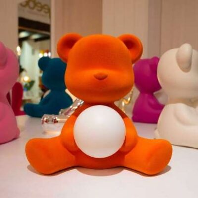 Qeeboo Teddy Girl Lamp Velvet Finish with Rechargeable Led