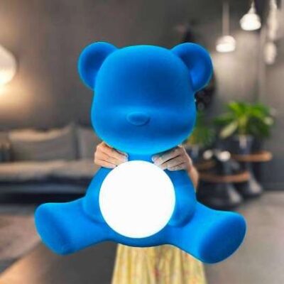 Qeeboo Teddy Girl Lamp Velvet Finish with Rechargeable Led