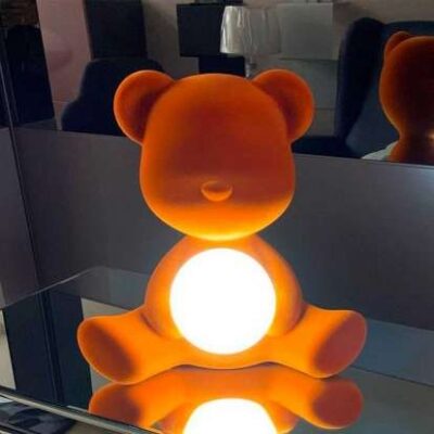 Qeeboo Teddy Girl Lamp Velvet Finish with Rechargeable Led