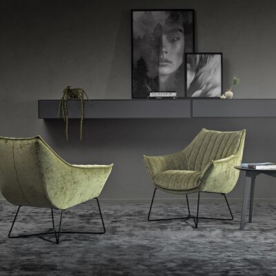 Furninova Egon Armchair Longue Chair in Fabric or Leather-72768