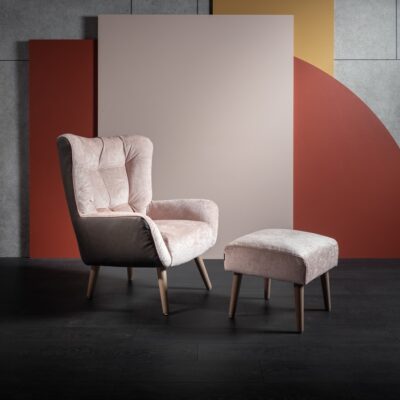 Furninova Jolyn Armchair Longue Chair in Fabric or Leather -72893