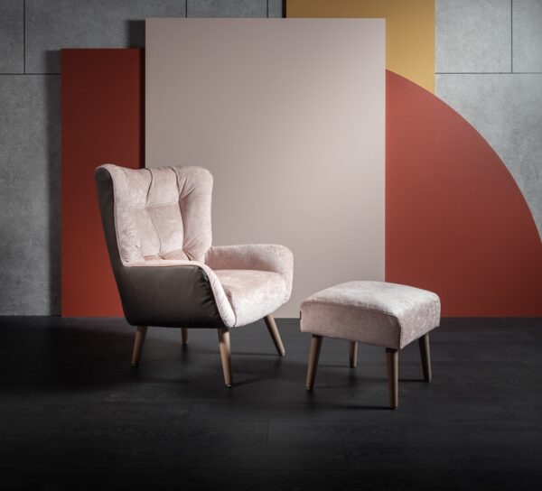 Furninova Jolyn Armchair Longue Chair in Fabric or Leather -72893