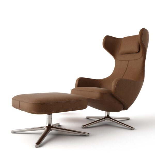 Vitra Grand Repos Armchair Lounge Chair in Leather or Fabric Optional Ottoman or Panchina