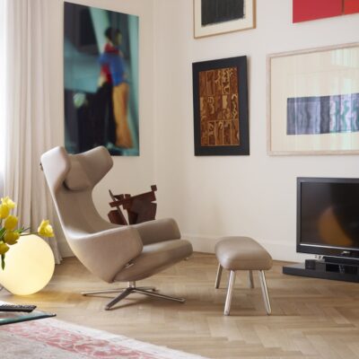 Vitra Grand Repos Armchair Lounge Chair in Leather or Fabric Optional Ottoman or Panchina