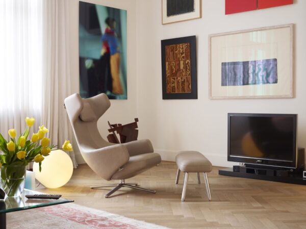 Vitra Grand Repos Armchair Lounge Chair in Leather or Fabric Optional Ottoman or Panchina