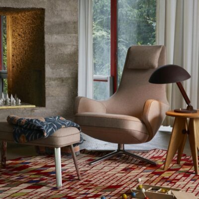 Vitra Repos Lounge Chair in Leather or Fabric with Ottoman or Panchina