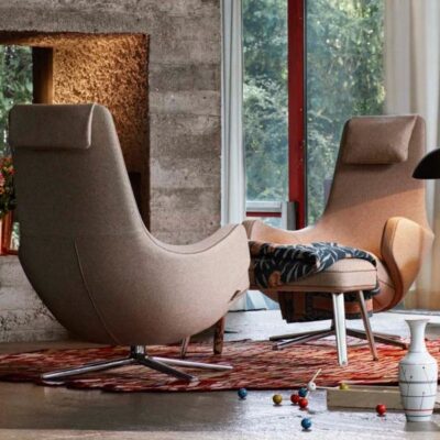 Vitra Repos Lounge Chair in Leather or Fabric with Ottoman or Panchina