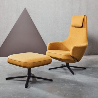 Vitra Repos Lounge Chair in Leather or Fabric with Ottoman or Panchina