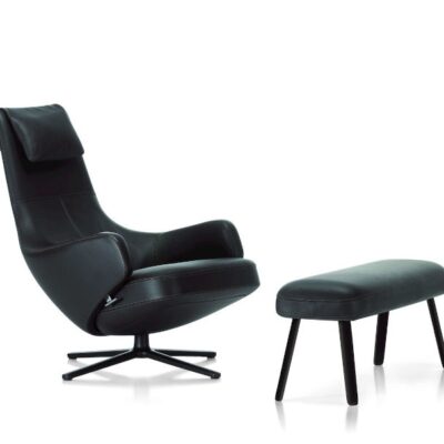 Vitra Repos Lounge Chair in Leather or Fabric with Ottoman or Panchina