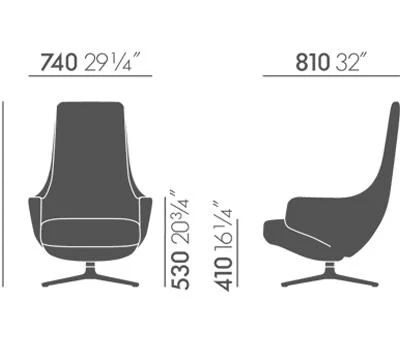 Vitra Repos Lounge Chair in Leather or Fabric with Ottoman or Panchina