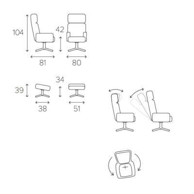 Conform Prime Armchair Lounge Chair Swivel Base in Fabric or Leather-73788