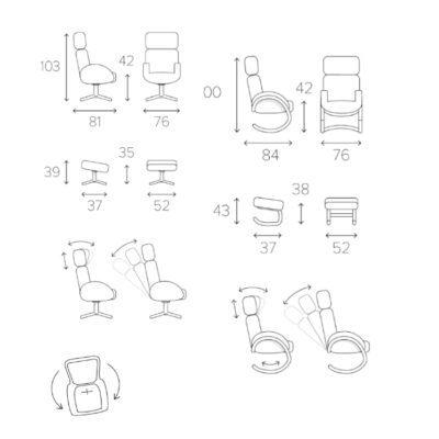 Conform Flow Armchair Lounge Chair Swivel Base in Fabric or Leather-73971