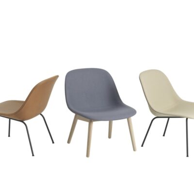 Muuto Fiber Lounge Chair in Plain, Fabric or Leather, Wood Base