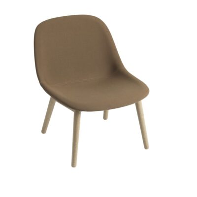 Muuto Fiber Lounge Chair in Plain, Fabric or Leather, Wood Base