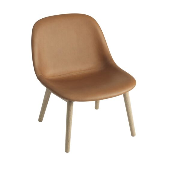 Muuto Fiber Lounge Chair in Plain, Fabric or Leather, Wood Base