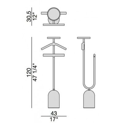 Porada Ekero Rack Valet Stand in Canaletta Walnut & Marble