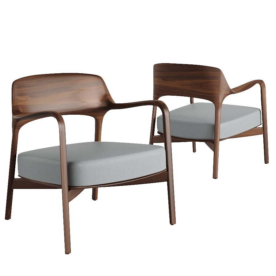 Porada Louis Armchair with Walnut in Fabric or Leather