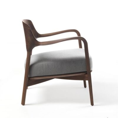 Porada Louis Armchair with Walnut in Fabric or Leather